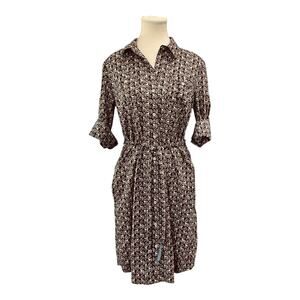 Tommy Hilfiger Belted Shirt Dress Women's Size M Navy Blue Teacup Print NWT